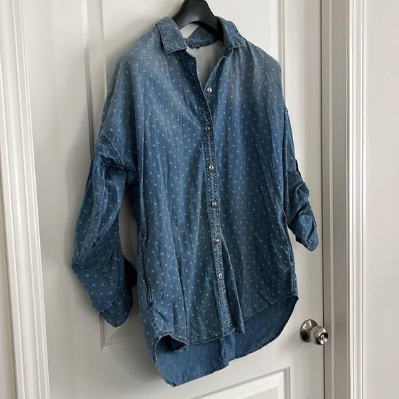 GAP button down cotton print top/jacket size large - Picture 5 of 7